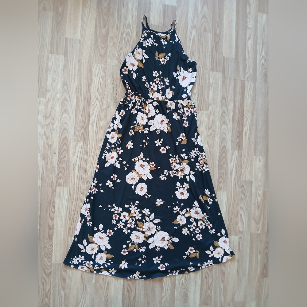 French Grey Women's Floral Sleeveless Dress